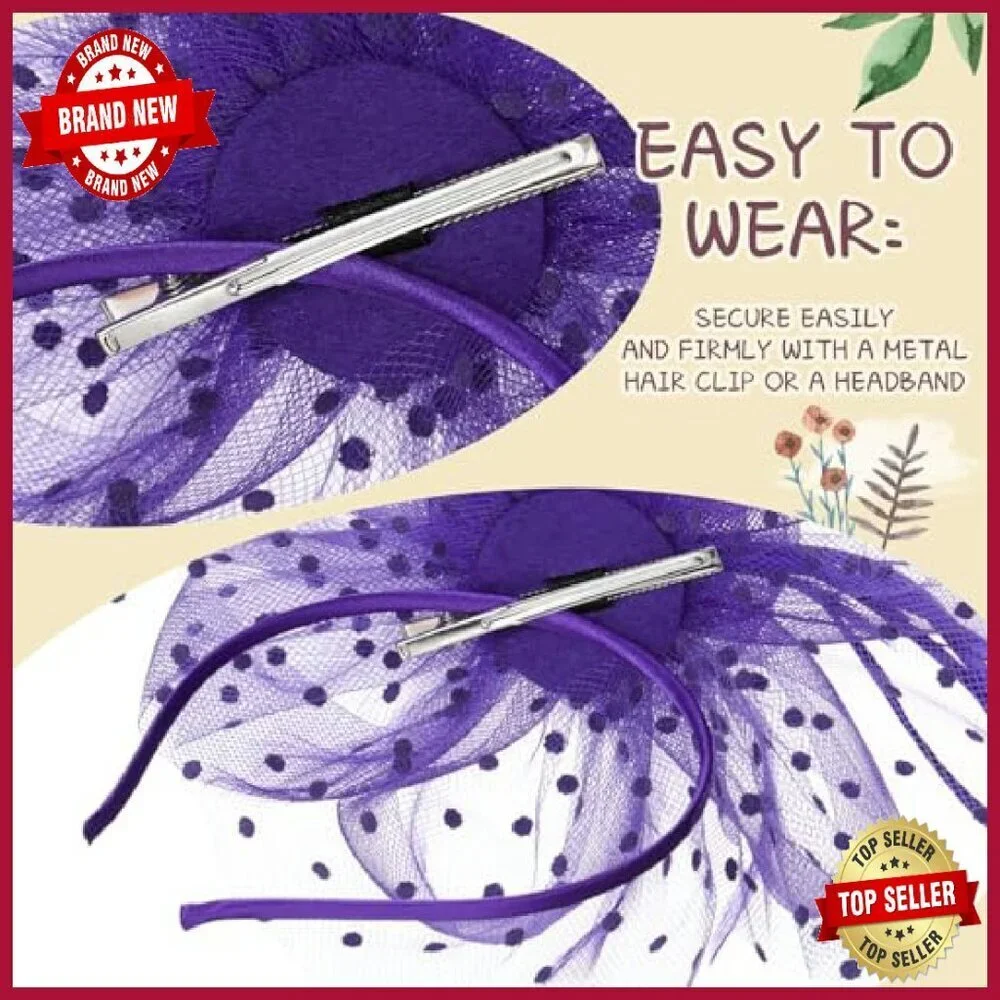12 Pcs Fascinator Hats Feather Mesh Hair Clip Party Wedding Accessories